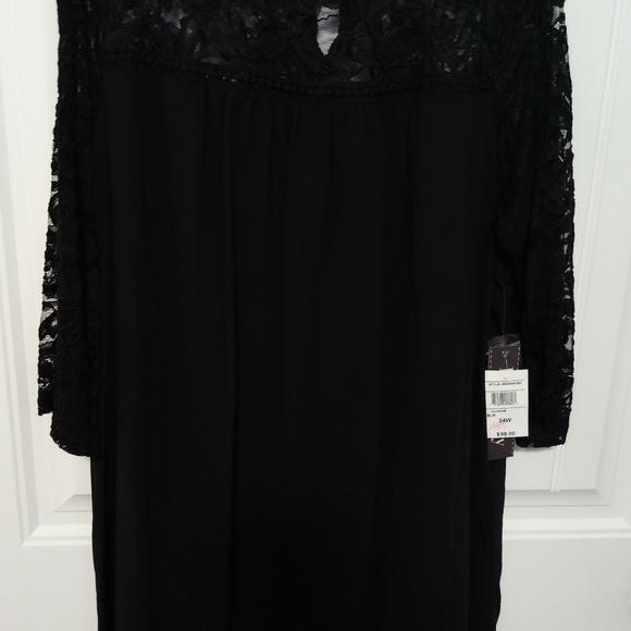 New Black Lace Midi Dress / Size 3X - Picture 5 of 6